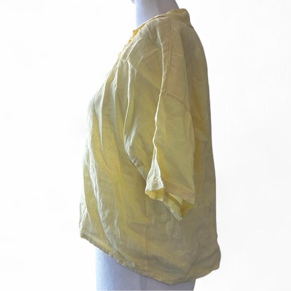 Yellow Linen Collared Top - Picture 4 of 8
